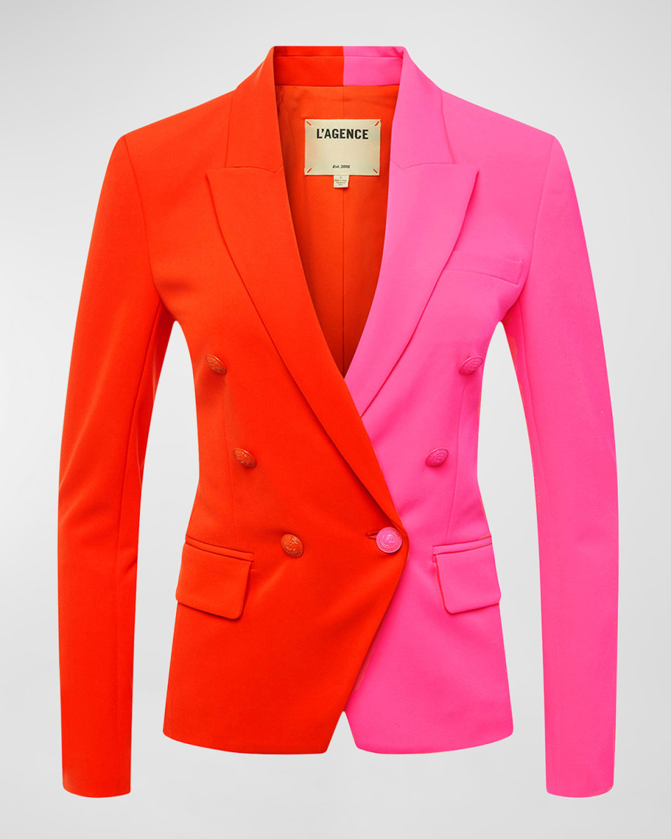 Kenzie Colorblock Double-Breasted Tailored Blazer